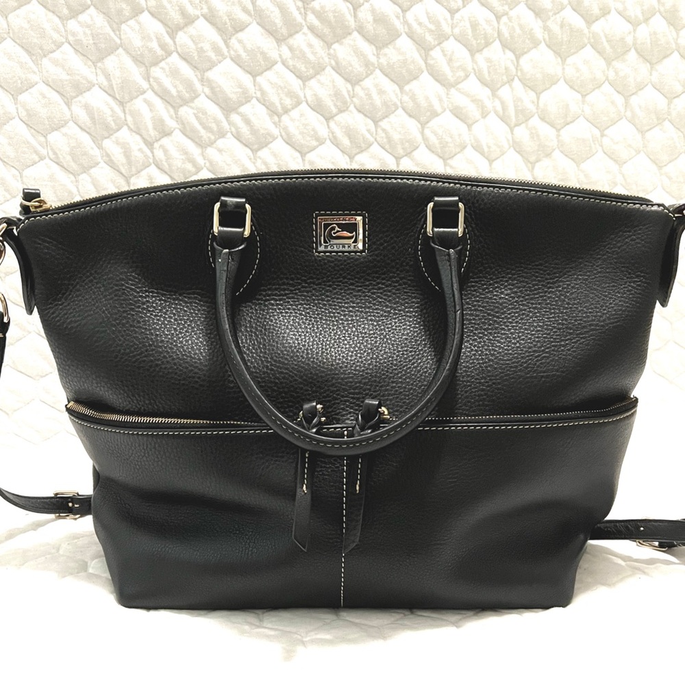 Dooney and Bourke Dillen, pebbled leather double pocket satchel.